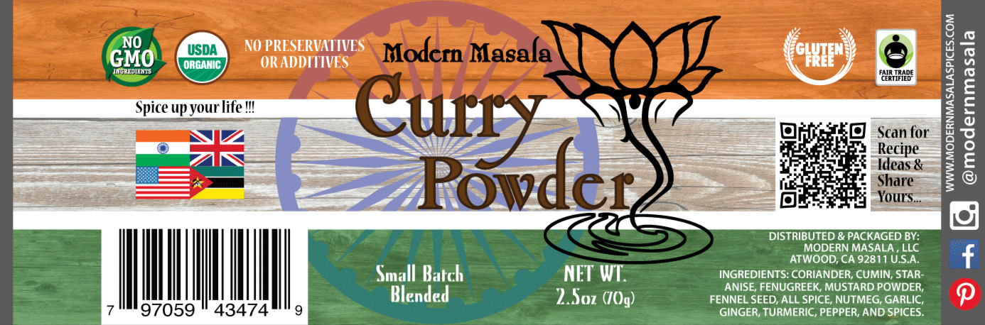 modern masala curry powder label