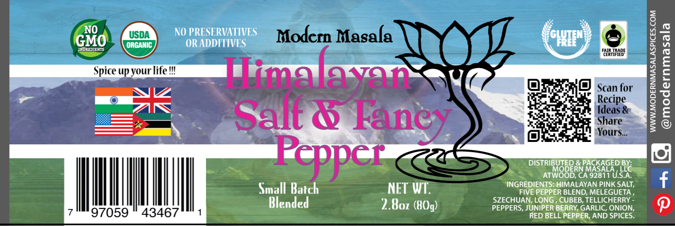 modern masala himalayan pink salt and pepper seasoning blend label image
