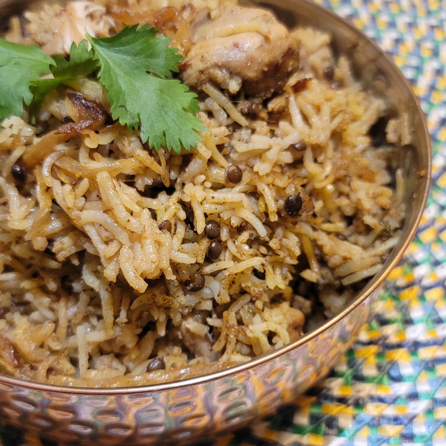 chicken Biryani rice mix prepared in a bowl image