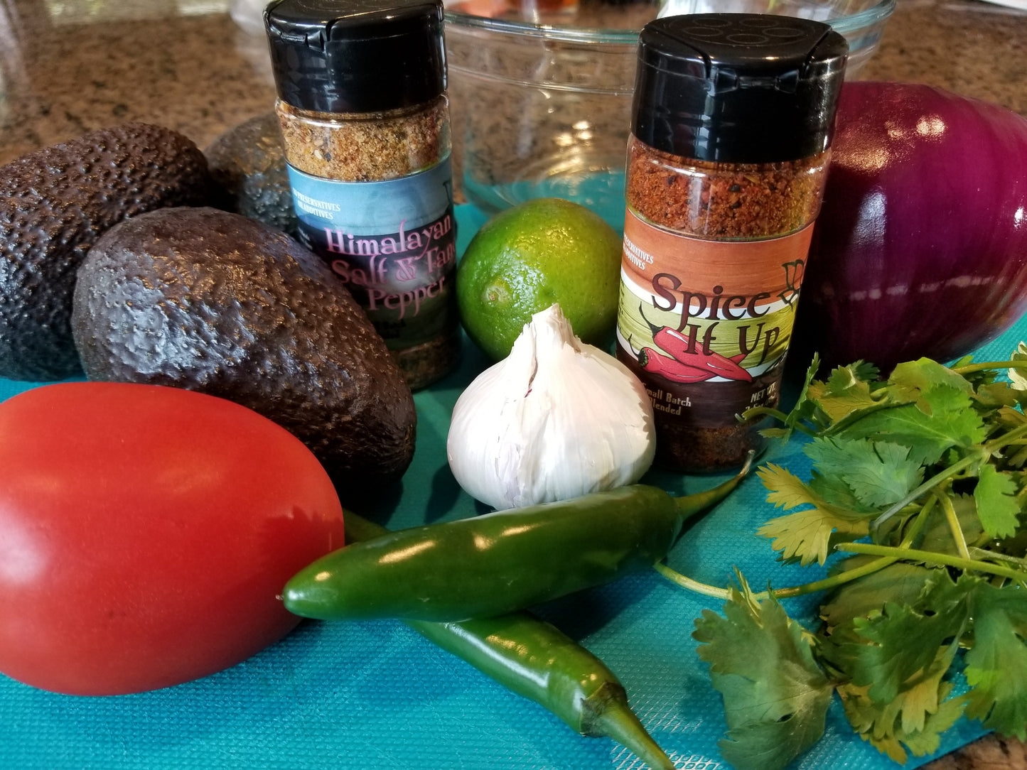 guacamole ingredients fresh avocados tomato chili garlic cilantro and spices