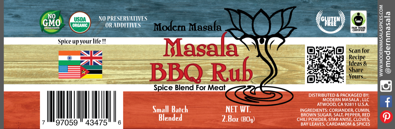 modern masala bbq rub seasoning label image