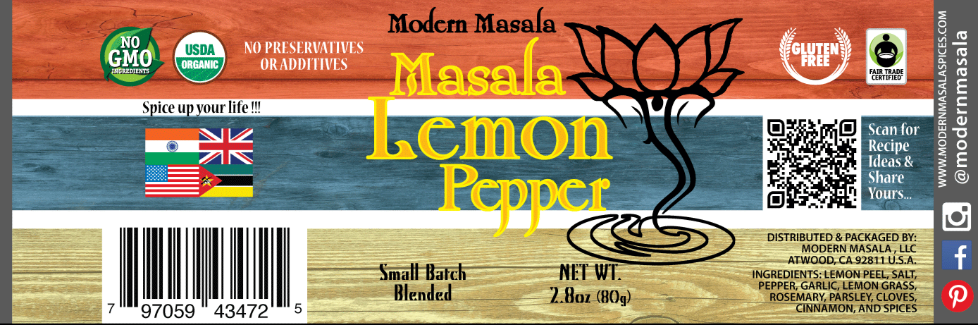 modern masala lemon pepper label image