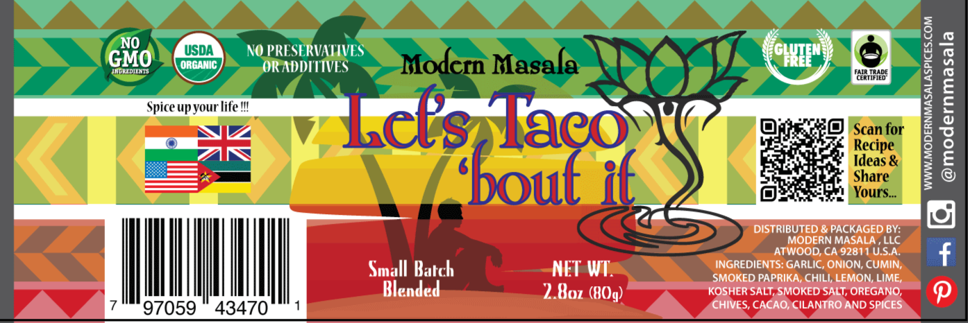 modern masala taco seasoning label image