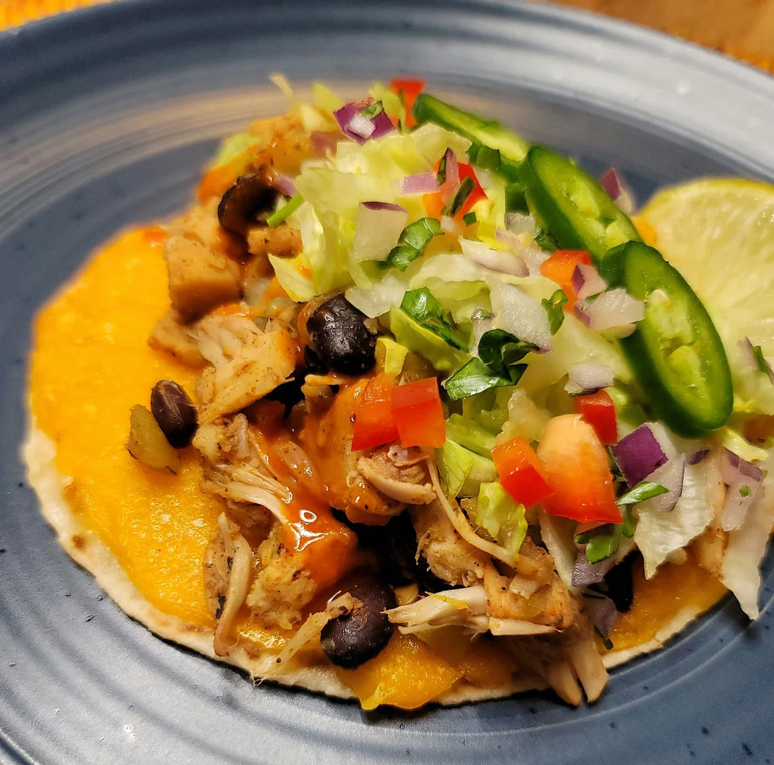 Vegan Jackfruit Tacos made with modern masala taco seasoning