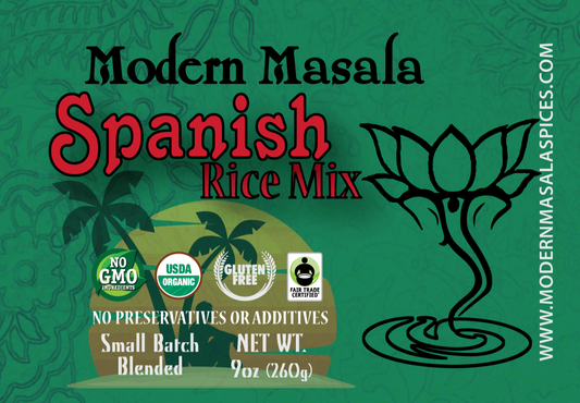 modern masala spanish rice label