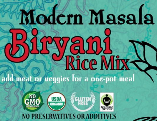 modern masala biryani rice mix label image