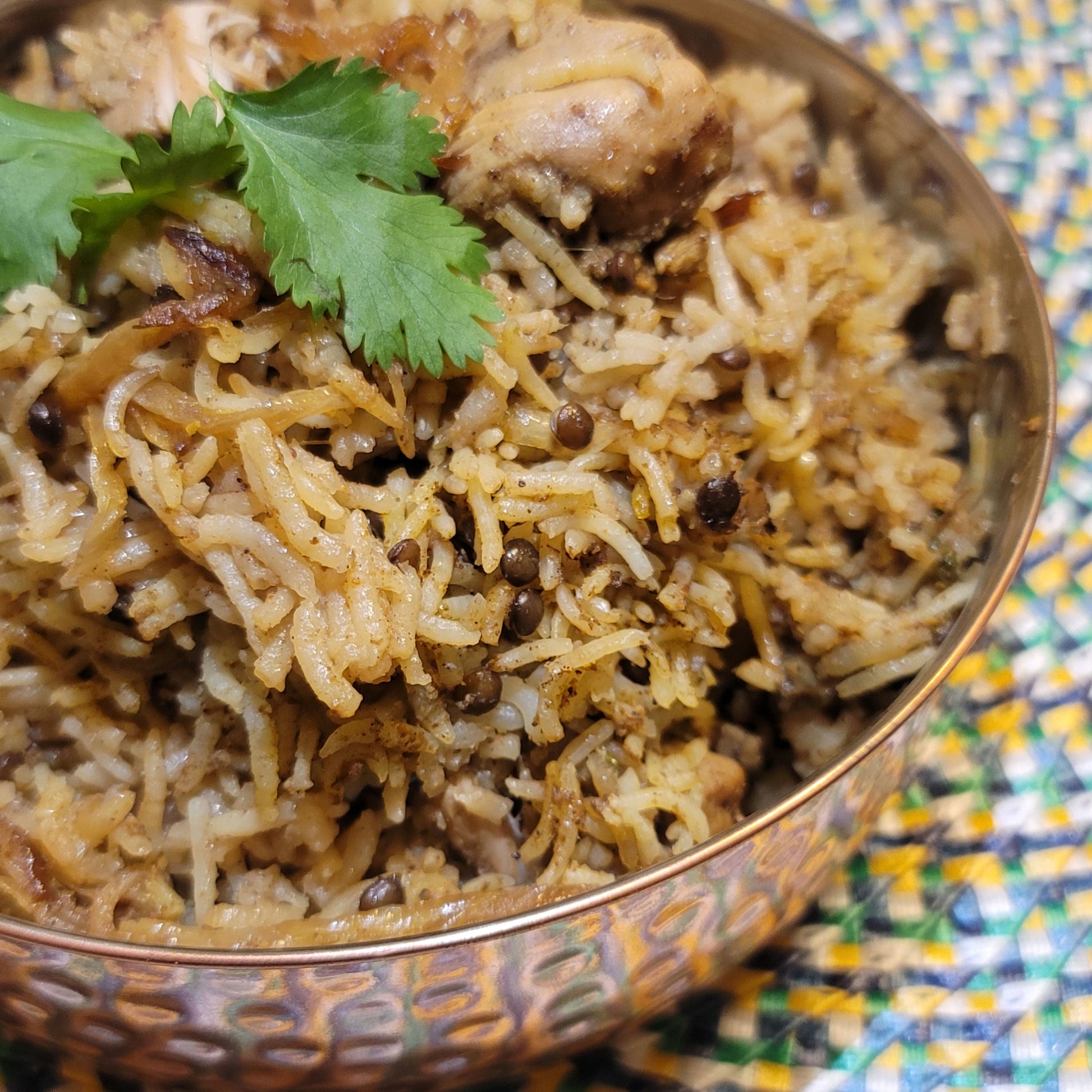 chicken Biryani rice mix prepared in a bowl image 