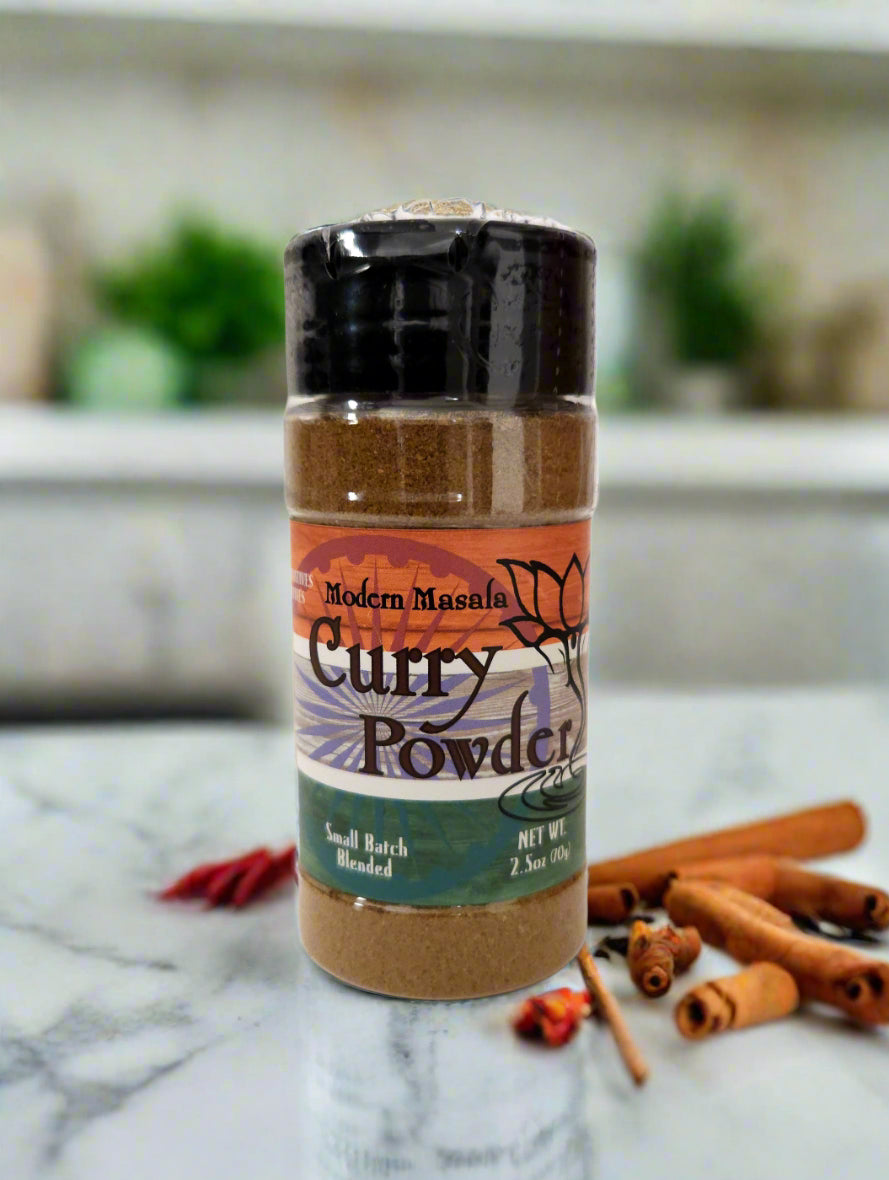 modern masala curry powder spice bottle image