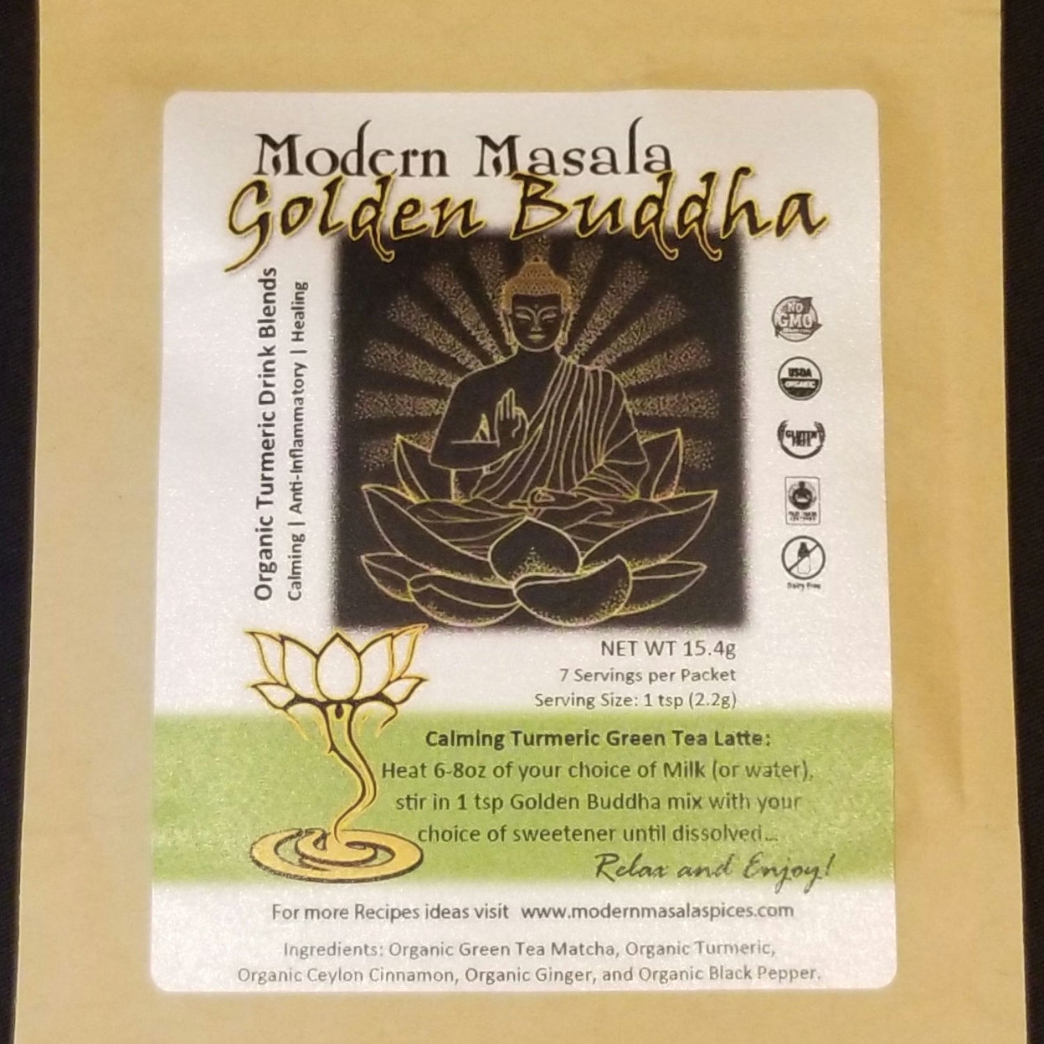 Golden Buddha (7 servings of Turmeric Green Tea Matcha) package image