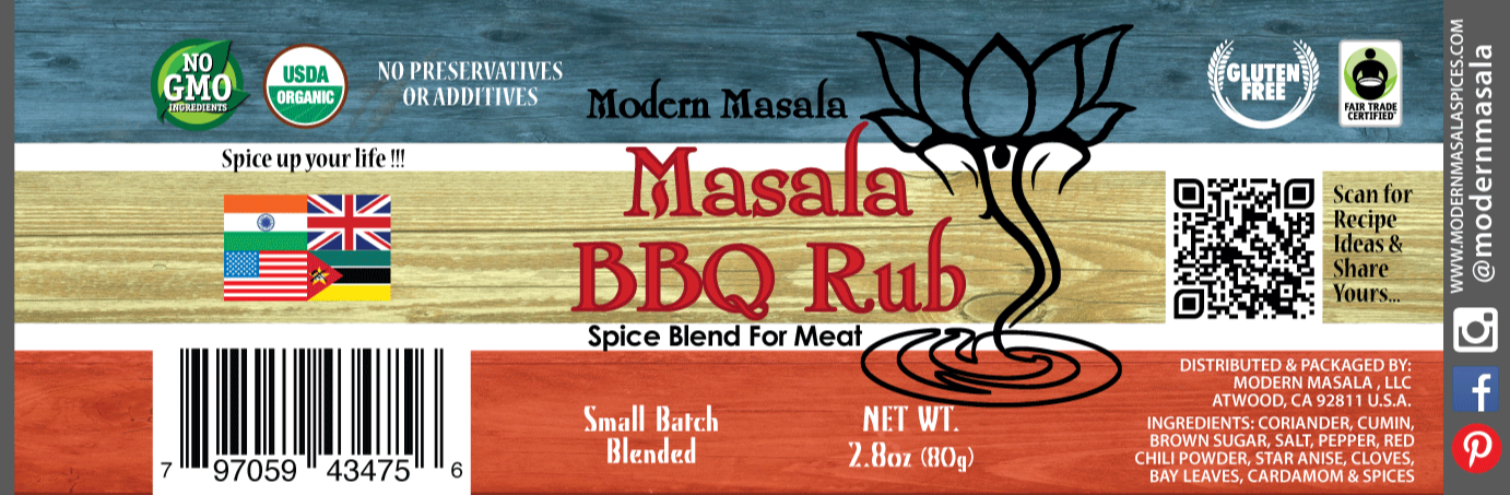 modern masala bbq rub seasoning label image 