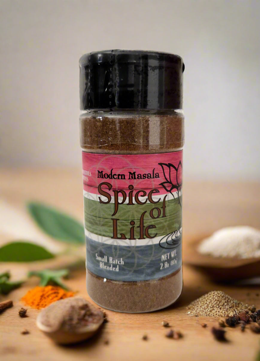 modern masala spice of life seasoning blend bottle image